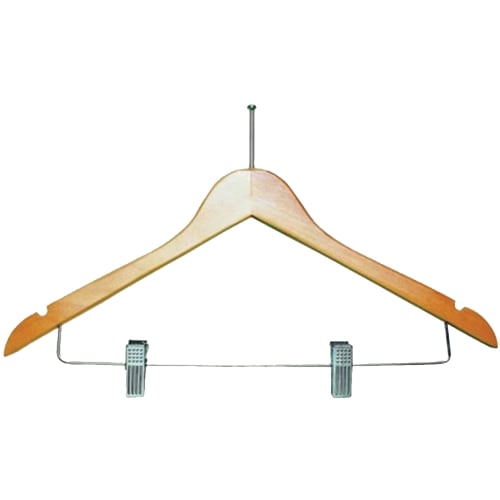 GuestSupply EE. UU. Percha de Acabado Natural para Mujer Parte Superior Plana de Madera con Bola Herrajes Cromados